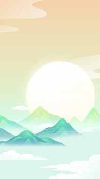 Vertical Chinese wind landscape illustration of a full moon in the mountains vector
