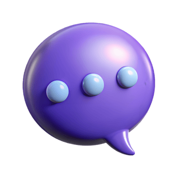 3D Render Purple Chat Bubble Communication Icon for Website App Design png