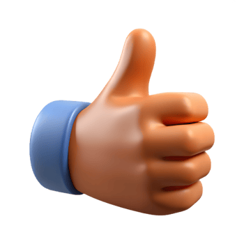 3D Cartoon Thumbs Up Gesture Positive Feedback Icon png