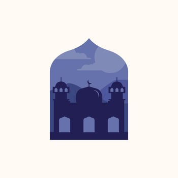 religion mosque vintage logo minimalist illustration design, ramadan religion moment logo design vector
