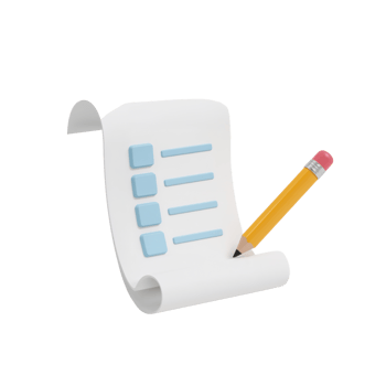 List creation with a pencil in a pristine setting representing productivity and organization png