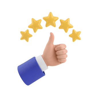 Excellent feedback illustration showcasing hand gesture with golden stars for endorsements and png
