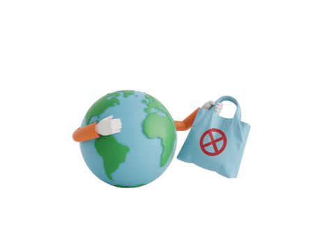 Earth embracing a reusable bag advocating for the elimination of plastic waste production png