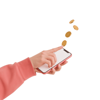 Digital financial empowerment showcasing modern transactions with mobile phone, golden coins and png
