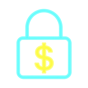 A neon sign with a dollar sign inside a lock png