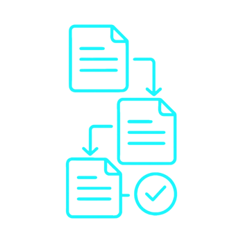 A blue line icon of a document with a check mark png