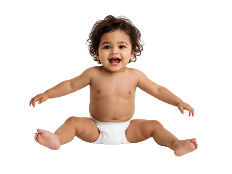 Radiant baby joy, spreading happiness and innocence with open arms on transparent surface png