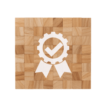 Symbol of endorsement crafted from wooden blocks creating a unique affirmation design png