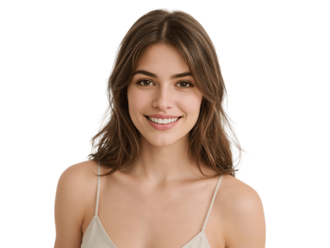 Portrait of a young woman with a bright smile and radiant expression on an isolated background png