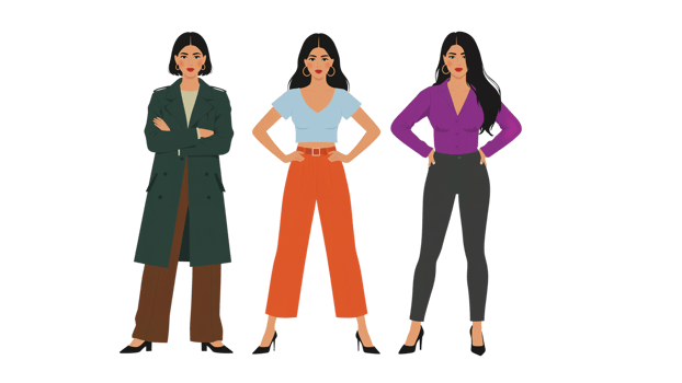Diverse Women in Stylish Outfits Standing Proudly on Isolated Transparent Background png