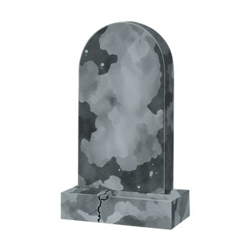 Weathered gravestone with mottled surface standing in silent remembrance with isolated ethereal png