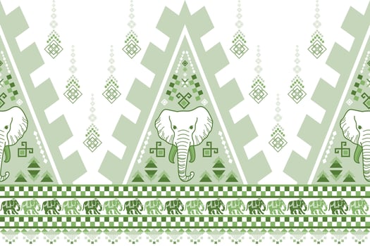 Thai style green elephant pattern vector