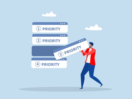 Priority manage task,planning with urgency list, critical or deadline work to be done, project planning concept,Work note with number and scheduling checklist illustration vector