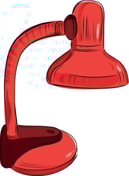 Hand drawn illustration of red table lamp vector