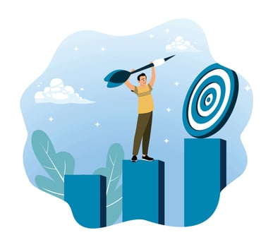 Person celebrating success with a dart vector