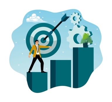Business growth illustration with a target vector