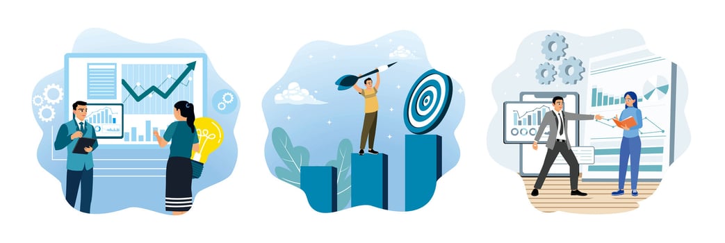 Business strategy and analytics illustrations vector