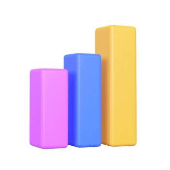 Colorful bar graph trending upwards on transparent background png