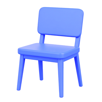 Isolated, blue children's chair, playroom object on transparent background png