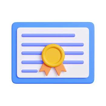 Stylized diploma certificate with seal rendered on transparent background png