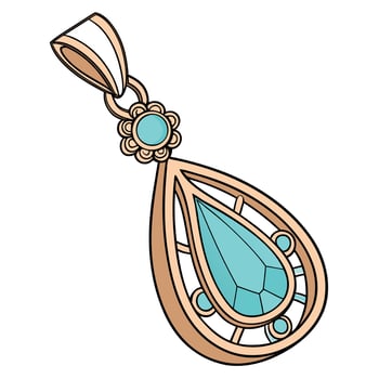 A pendant with turquoise stone on a white background vector
