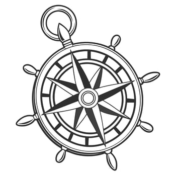 A black and white drawing of a compass vector