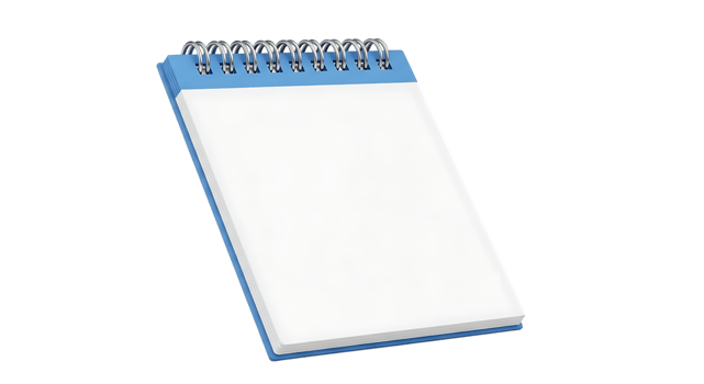 3d illustration of blank spiral bound notebook isolated on transparent background png
