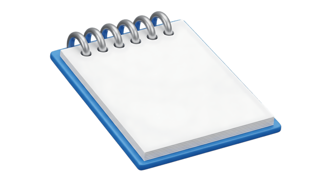 3d illustration of spiral bound notepad isolated on transparent background png