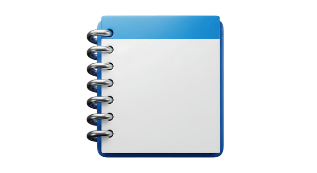 3d illustration of a blank spiralbound notebook isolated on transparent background png