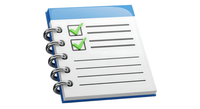 3d illustration of spiral notebook with a checklist isolated on transparent background png