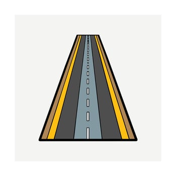 Straight highway road with yellow brown shoulders lane markers asphalt vector
