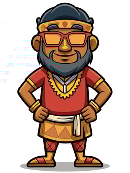 Aboriginal Male Character with Tribal Patterns Illustration vector