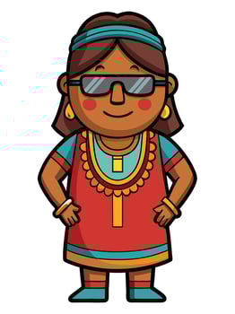 Indigenous Woman Mascot in Traditional Dress vector