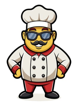 Professional Chef Man Mascot in White Uniform vector