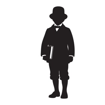 Vintage Student Boy Silhouette - Classic Elegance, Education, and Timeless Charm vector