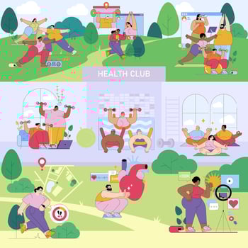 Health club fitness activities illustration vector