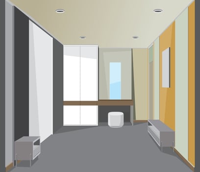 Modern minimalist room with bright interior vector