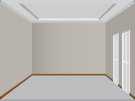 Interior design white color room vector