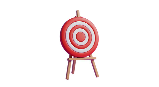 3d illustration of target with bullseye on easel isolated on transparent background png