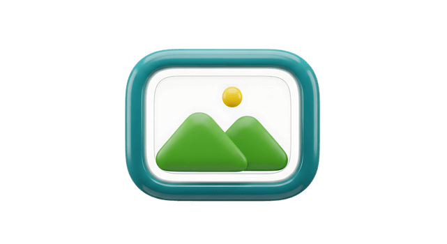 3d illustration of 3d gallery icon with mountains and sun isolated on transparent background png