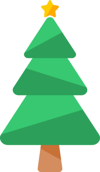 Green doodle pine christmas tree star png
