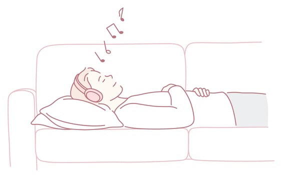 Taking time to relax at home while immersing yourself in the soothing power of music vector