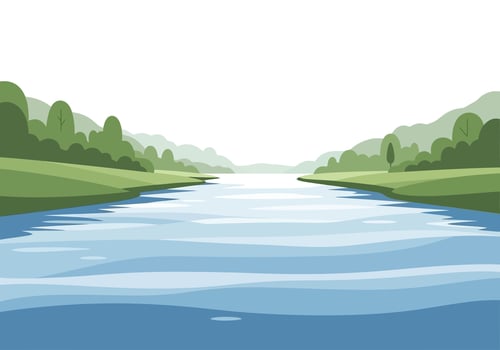 Serene River Landscape with Greenery vector