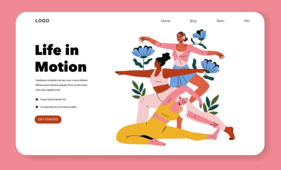 Women practicing movement and wellness together vector
