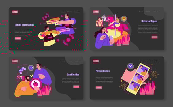 Team games and gamification concepts illustrated vector