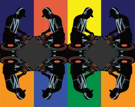 Silhouette of a DJ vector
