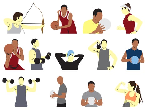 set of sports sthlete vector