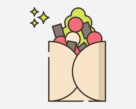 Freshly Made Delicious Wrap With Healthy Ingredients For A Quick Meal vector