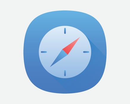Modern Digital Compass Icon with Blue Gradient Background vector