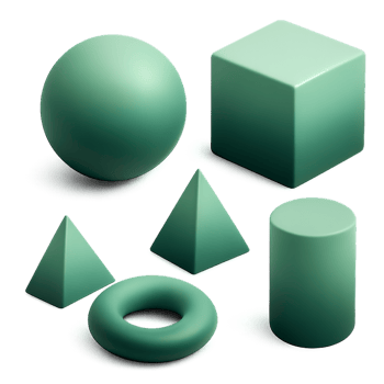 3d model of a cube, sphere, and other shapes png